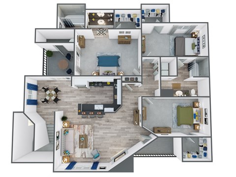Floor plan for 3 beds, 2 baths, 1393 sqft